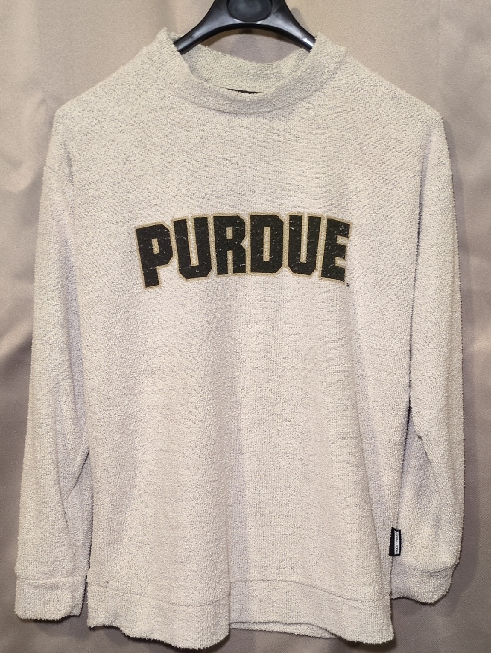 Purdue Men's Cream Wooly Knobby Crewneck Sweater